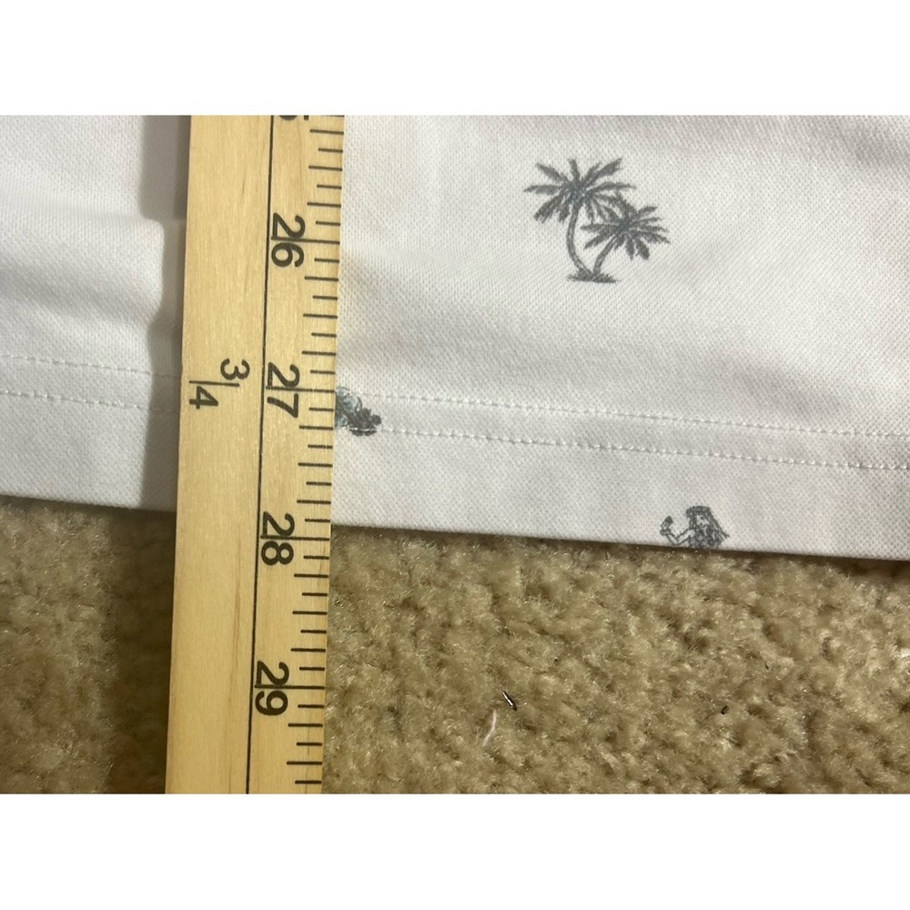 TRAVIS MATHEW Polo Shirt Large White Golf Tiki Hawaiian Hula Girl Mai Tai Drinks - Picture 6 of 9